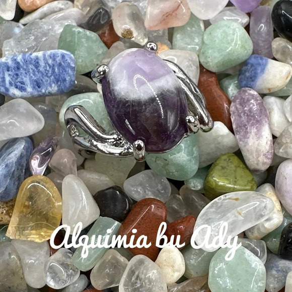 Amethyst silver Victorian gem ring - Picture 1 of 9